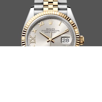 Replica Rolex Datejust 36 mm Unisex-126233 0031 - Quadrante argentato con numeri romani - Lunetta scanalata Argento