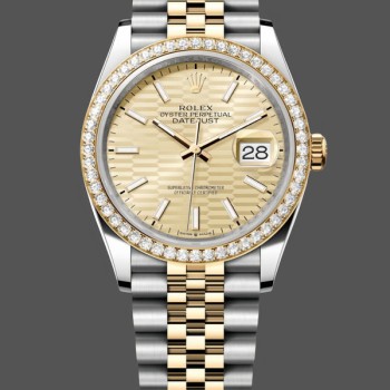 Replica Rolex Datejust donna 36 mm in oro giallo e acciaio quadrante champagne 126283RBR Quadrante champagne