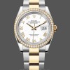 Replica Rolex Datejust 36-m126283RBR da donna, acciaio inossidabile e oro giallo, quadrante bianco Roman Oyster bianco