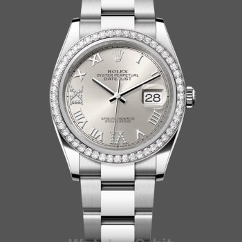 Replica Rolex Datejust 36-m126284rbr 0022 da donna, acciaio inossidabile, quadrante romano argento, Oyster, quadrante argento