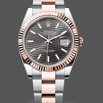 Replica Rolex Day Date-M128235 0050, oro rosa, quadrante ardesia con diamanti, bracciale Presidente, grigio