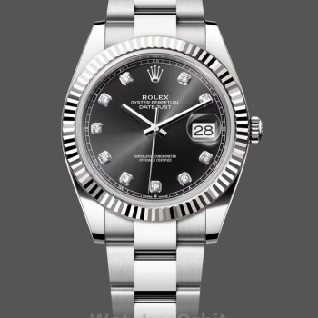 Replica Rolex Datejust 41 mm Uomo-m126334 0011-Ghiera scanalata-Diamante nero Quadrante nero