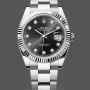 Replica Rolex Datejust 41 mm Uomo-m126334 0011-Ghiera scanalata-Diamante nero Quadrante nero