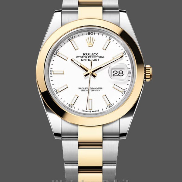 Replica Rolex Datejust 41-m126303 da uomo, bicolore, quadrante bianco, quadrante bianco da uomo