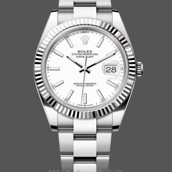 Replica Rolex Datejust 41-M126334 da uomo, acciaio inossidabile e oro bianco, quadrante bianco, quadrante bianco da uomo