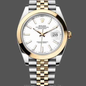 Replica Rolex Datejust Uomo 41 mm Acciaio inossidabile Oro Giallo M126303 0016 Quadrante Bianco Uomo