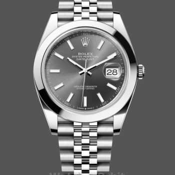 Replica Rolex Datejust 41-M126300 0008, acciaio inossidabile, quadrante grigio, cinturino Jubilee, quadrante grigio