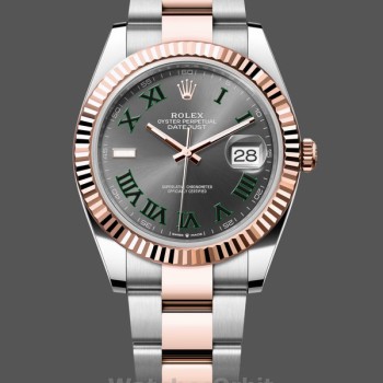 Replica Rolex Datejust 41-m126331 0015, acciaio e oro massiccio, quadrante Wimbledon, cinturino Oyster grigio, uomo