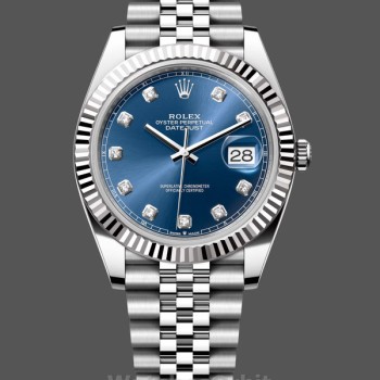 Replica Rolex Datejust 41-126334 0016, oro bianco, quadrante blu Quadrante blu