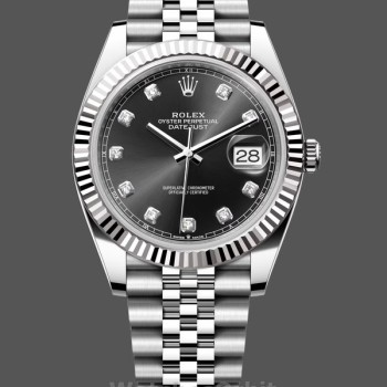 Replica Rolex Datejust 41-m126334, Rolesor, Quadrante nero con diamanti, Quadrante nero da uomo, Uomo