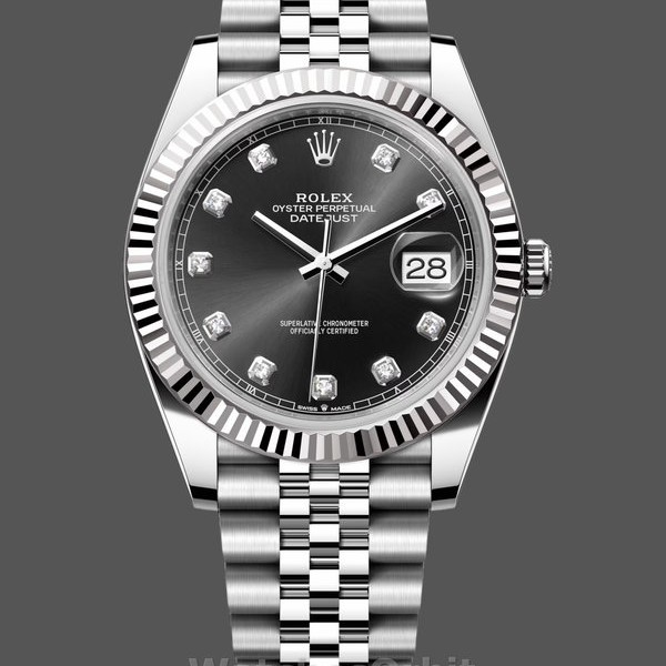 Replica Rolex Datejust 41-m126334, Rolesor, Quadrante nero con diamanti, Quadrante nero da uomo, Uomo