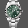 Replica Rolex Datejust 41 mm Uomo-m126334 0027-Ghiera scanalata-Dialetto verde Quadrante verde