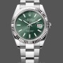 Replica Rolex Datejust 41 mm Uomo-m126334 0027-Ghiera scanalata-Dialetto verde Quadrante verde
