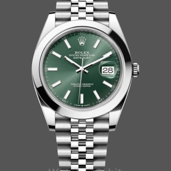 Replica Rolex Datejust 41-m126300 0020, Oystersteel, Jubilee, Quadrante verde menta da uomo Quadrante verde