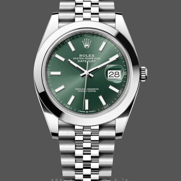 Replica Rolex Datejust 41-m126300 0020, Oystersteel, Jubilee, Quadrante verde menta da uomo Quadrante verde
