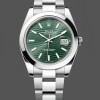 Replica Rolex Datejust 41-126300 0021 da uomo, acciaio, bracciale Oyster, lunetta liscia, quadrante verde