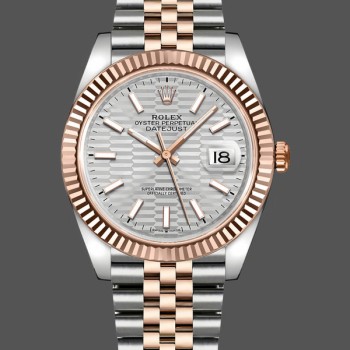 Replica Rolex Datejust-m126331 0018, 41 mm, automatico, bracciale Jubilee, quadrante argentato con motivo scanalato, da uomo