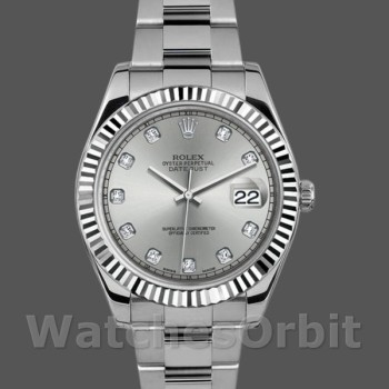 Replica Rolex Datejust II 41 mm Uomo-116334-Argento Quadrante Diamante Argento Diamante Argento