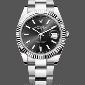 Replica Rolex Datejust 41 mm Uomo-m126334 0017-Ghiera scanalata-Comparatore nero Nero