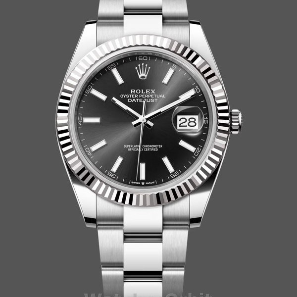 Replica Rolex Datejust 41 mm Uomo-m126334 0017-Ghiera scanalata-Comparatore nero Nero
