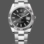 Replica Rolex Datejust 41 mm Uomo-m126334 0017-Ghiera scanalata-Comparatore nero Nero