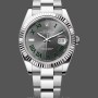 Replica Rolex Datejust 41 mm Uomo-m126334 0021-Lunetta scanalata-Giallo grigio Wimbledon Quadrante grigio Wimbledon