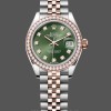Replica Rolex Datejust-279381RBR 0007 da donna, diamante verde oliva, acciaio e oro rosa, quadrante verde femminile