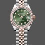 Replica Rolex Datejust-279381RBR 0007 da donna, diamante verde oliva, acciaio e oro rosa, quadrante verde femminile