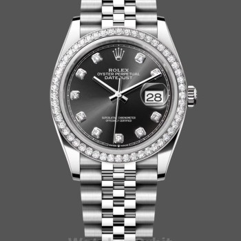 Replica Rolex Datejust Uomo Bracciale Jubilee in acciaio inossidabile con quadrante nero e diamanti - 126284RBR 0019 Quadrante nero