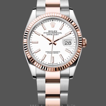 Replica Rolex Datejust-m126231 0018 da uomo, acciaio inossidabile e oro rosa, indice bianco, quadrante bianco Oyster