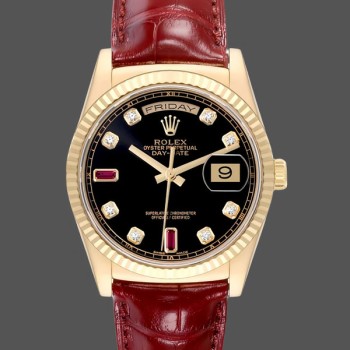 Replica Rolex Day Date 36-m128348RBR 0026 unisex, oro giallo, quadrante champagne, lunetta con diamanti, champagne