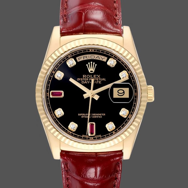 Replica Rolex Day Date 36-m128348RBR 0026 unisex, oro giallo, quadrante champagne, lunetta con diamanti, champagne