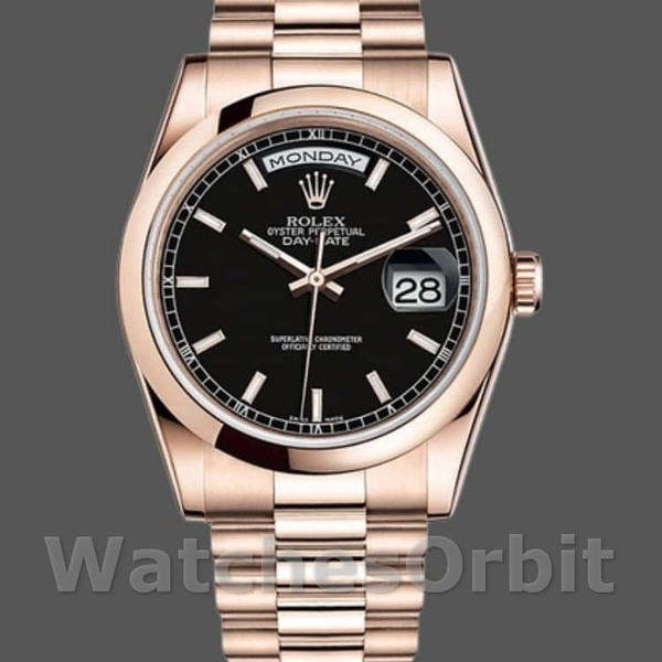 Replica Rolex Day-Date 36mm Unisex-118205-Comparatore Nero Uomo