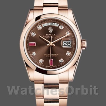 Replica Rolex Day-Date 36mm Unisex-118205-Comparatore marrone cioccolato Unisex-118205-Comparatore marrone
