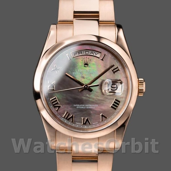 Replica Rolex Day-Date 36mm Unisex-118205-MOP-Componente numerale romano MOP