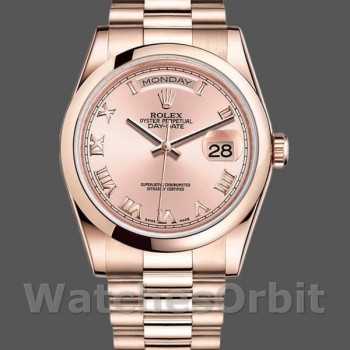 Replica Rolex Day-Date 36 mm Unisex-118205-Dal quadrante rosa-oro rosa-Automatico rosa