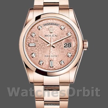 Replica Rolex Day-Date 36 mm Unisex-118205-Oro rosa-Giubileo Quadrante di diamanti rosa