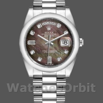 Replica Rolex Day-Date 36 mm Unisex-118206-Madreperla-Componente nero MOP