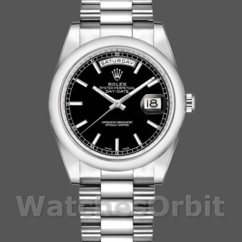 Replica Rolex Day-Date 36mm Unisex-118206-Platino-Comparatore Nero Lusso unisex