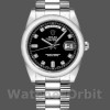 Replica Rolex Day-Date 36mm Unisex-118206-Platino-Calendario nero con diamanti Nero