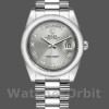 Replica Rolex Day-Date 36mm Unisex-118206-Rodiato Quadrante Grigio-Numeri Romani Grigio