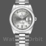 Replica Rolex Day-Date 36mm Unisex-118206-Argento quadrante diamantato-Argento platino