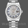 Replica Rolex Day-Date 36mm Unisex-118206-Modello a onde-Calendario blu ghiaccio-Numeri arabi blu ghiaccio