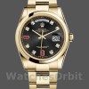 Replica Rolex Day-Date 36 mm Unisex-118208-Calendario nero con diamanti-Cassa in oro giallo Nero