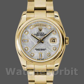 Replica Rolex Day-Date 36mm Unisex-118208-Grigio meteorite-Diamante Quadrante Grigio unisex