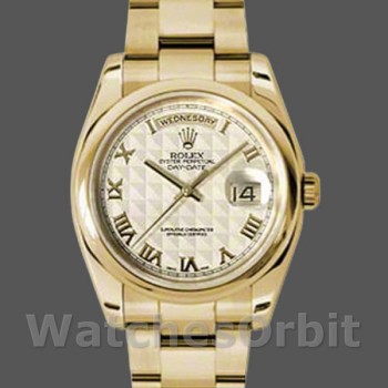 Replica Rolex Day-Date 36 mm Unisex-118208-Piramide con numeri romani-Comparto avorio Avorio