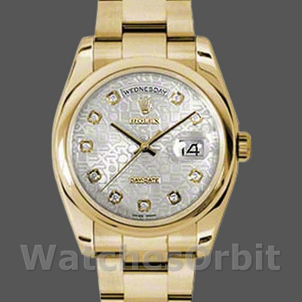 Replica Rolex Day-Date 36mm Unisex-118208-Argento Quadrante Giubileo con diamanti Argento