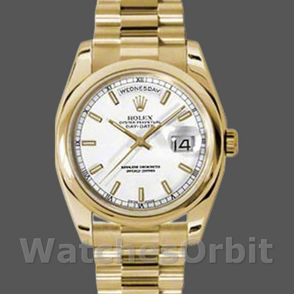 Replica Rolex Day-Date 36mm Unisex-118208-Comparatore bianco Unisex-118208-Componente bianco