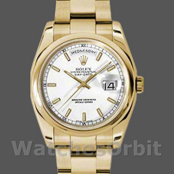 Replica Rolex Day-Date 36mm Unisex-118208-Comparatore bianco-Oro giallo bianco unisex