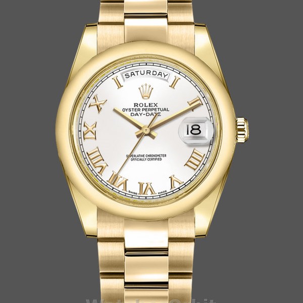 Replica Rolex Day-Date 36mm Unisex-118208-Comparatore romano bianco-Numeri romani Bianco